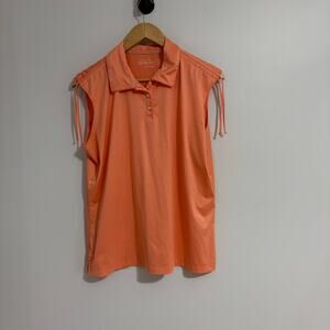 Lady Hagen Womens XL Sleeveless Golf Polo Orange Tassle Athletic Top
